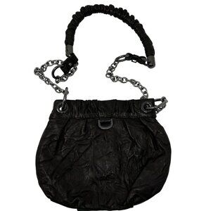 Rafe New York Black Leather Purse Shoulder Bag Chain Strap Interior Bucket Hobo